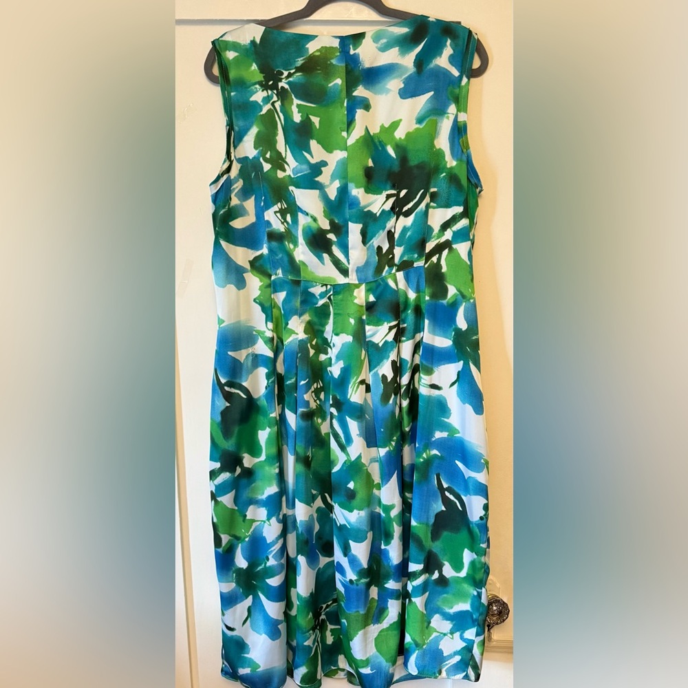Gorgeous Jones NY Blue and Green Floral Sleeveless Dress - 14W